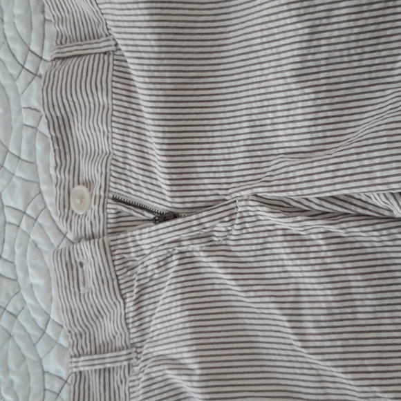 LOFT brown/white pinstripe shorts. Size 2. - Picture 3 of 5